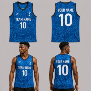 Custom Blue Liquid Pattern Basketball Jersey - BKB001