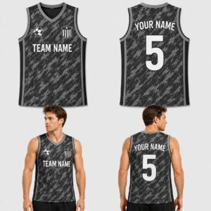 Custom Black Gray Military Pattern Basketball Jersey – BKB008