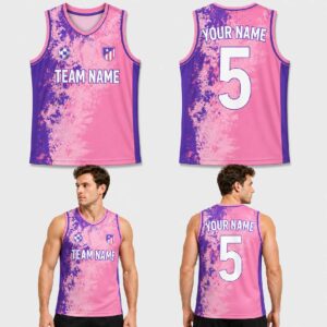 Custom Pink Purple Grunge Pattern Basketball Jersey – BKB010