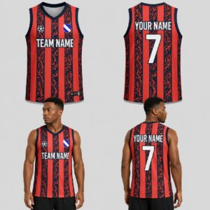 Custom Orange Blue Liquid Stripes Pattern Basketball Jersey – BKB014