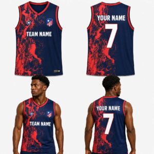 Custom Orange Blue Fire Pattern Basketball Jersey – BKB016