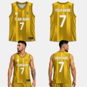 Custom Yellow Gold Spots Stripes Pattern Basketball Jersey – BKB022