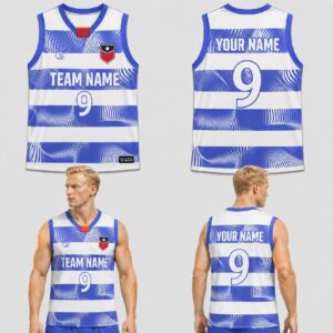 Custom White Blue Striped Waves Pattern Basketball Jersey – BKB025