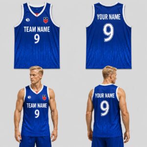 Custom Blue Bar Waves Pattern Basketball Jersey - BKB026