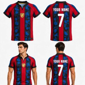 Custom Red Blue Broad Stripe Football Jersey – FOT001