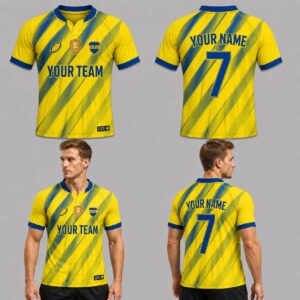 Custom Yellow Blue Stripes Pattern Football Jersey – FOT005