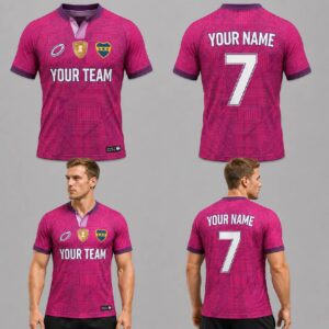 Custom Pink Geometric Patches Pattern Football Jersey – FOT006