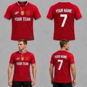 Custom Red Traditional Lines Pattern Football Jersey – FOT008