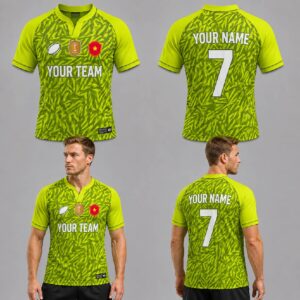 Custom Yellow Green Rugged Pattern Football Jersey – FOT009