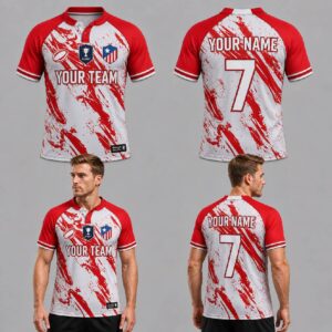 Custom Red White Snow Pattern Football Jersey – FOT011