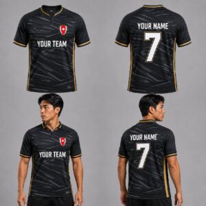 Custom Black Gray Abstract Lines Pattern Football Jersey – FOT018