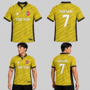Custom Yellow Rugged Stripes Pattern Football Jersey – FOT019