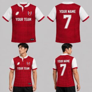 Custom Red White Halftone Pattern Football Jersey – FOT020