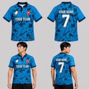 Custom Blue Rugged Pattern Football Jersey – FOT021