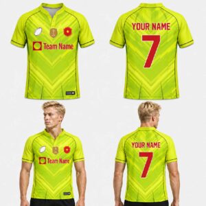Custom Yellow Green Abstract Geometric Pattern Football Jersey – FOT024