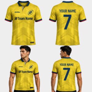Custom Yellow Gold Abstract Waves Pattern Football Jersey - FOT028