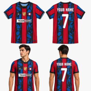 Custom Red Blue Broad Stripe Soccer Jersey – SOC001