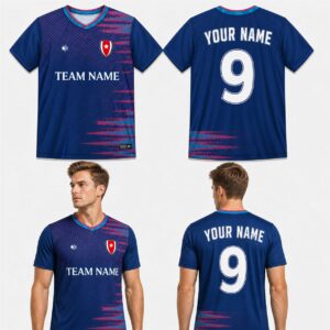 Custom Red Blue Ripped Pattern Soccer Jersey – SOC007