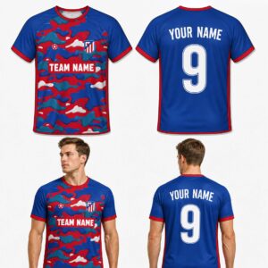 Custom Red Blue Liquid Pattern Soccer Jersey – SOC008