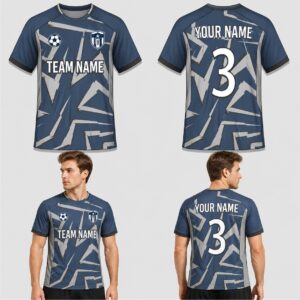 Custom Blue Gray Bolt Pattern Soccer Jersey – SOC015
