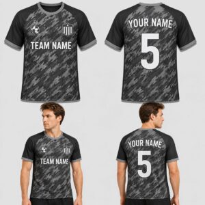 Custom Black Gray Military Pattern Soccer Jersey – SOC018
