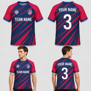 Custom Blue Red Stripes Pattern Soccer Jersey – SOC019