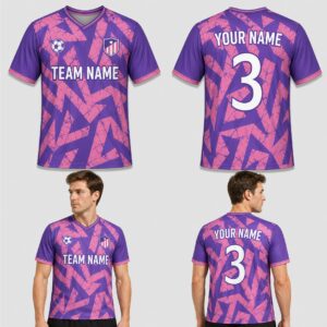 Custom Pink Purple Geometric Pattern Soccer Jersey – SOC020