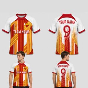 Custom Red Yellow White Strokes Pattern Soccer Jersey – SOC023