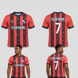 Custom Orange Blue Liquid Stripes Pattern Soccer Jersey – SOC024