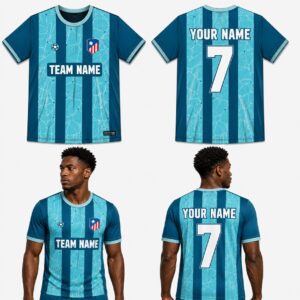 Custom Blue Water Stripes Pattern Soccer Jersey – SOC026