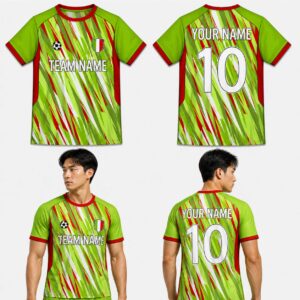 Custom Green Red White Strokes Pattern Soccer Jersey – SOC029