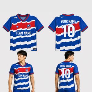 Custom Red White Blue Wave Stripes Pattern Soccer Jersey – SOC036