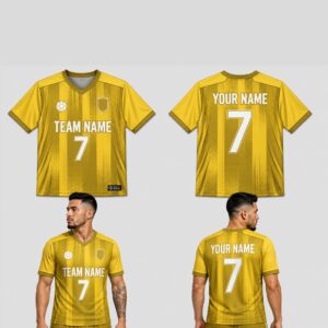Custom Yellow Gold Spots Stripes Pattern Soccer Jersey – SOC041