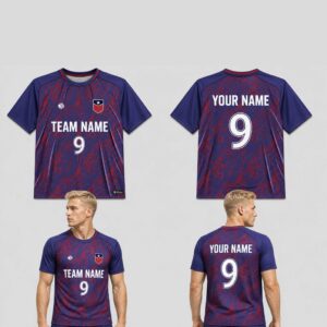 Custom Blue Red Liquid Pattern Soccer Jersey – SOC044