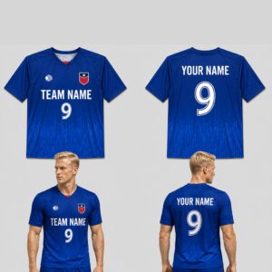 Custom Blue Bar Waves Pattern Soccer Jersey – SOC046