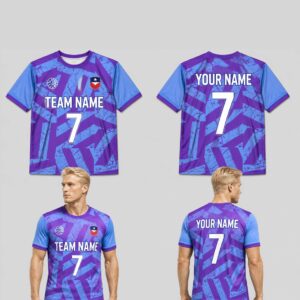 Custom Purple Blue Geometric Grunge Pattern Soccer Jersey – SOC047