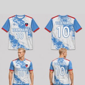 Custom Blue White Snow Pattern Soccer Jersey – SOC050