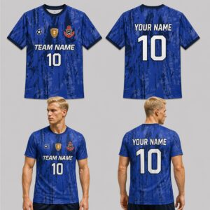 Custom Blue Grunge Pattern Soccer Jersey – SOC057