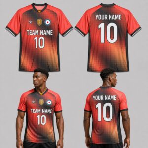 Custom Black Red Yellow Halftone Pattern Soccer Jersey – SOC059