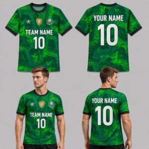 Custom Green Geometric Grunge Pattern Soccer Jersey – SOC063