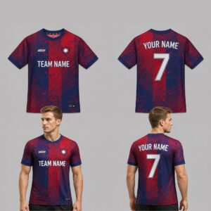 Custom Red Blue Striped Grunge Pattern Soccer Jersey – SOC064