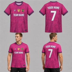 Custom Pink Geometric Patches Pattern Soccer Jersey – SOC070