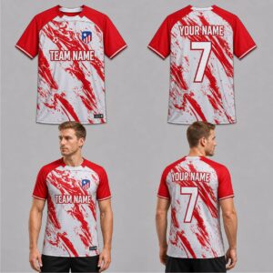 Custom Red White Snow Pattern Soccer Jersey – SOC075