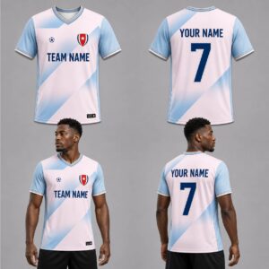 Custom Blue White Shade Pattern Soccer Jersey – SOC080