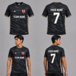 Custom Black Gray Abstract Lines Pattern Soccer Jersey – SOC082