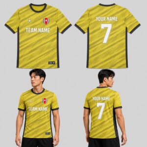 Custom Yellow Rugged Stripes Pattern Soccer Jersey – SOC083
