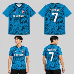 Custom Blue Rugged Pattern Soccer Jersey – SOC085