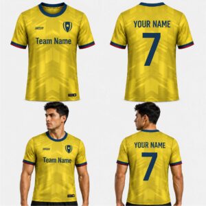 Custom Yellow Gold Abstract Waves Pattern Soccer Jersey - SOC092