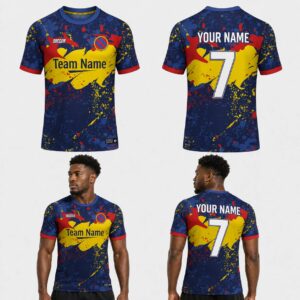 Custom Blue Red Yellow Abstract Art Pattern Soccer Jersey - SOC096
