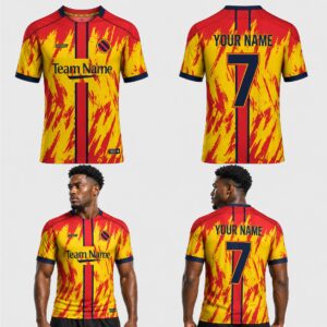 Custom Red Yellow Fire Pattern Soccer Jersey - SOC097